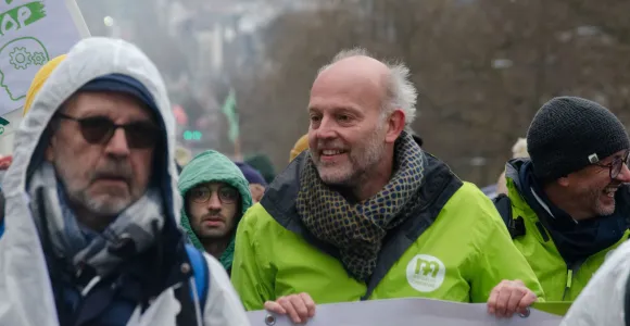 Alexandre Verhamme sur le parcours de la Marche pour le climat