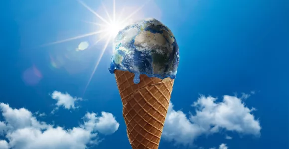 Illustration d'une glace dont la boule est la planète terre