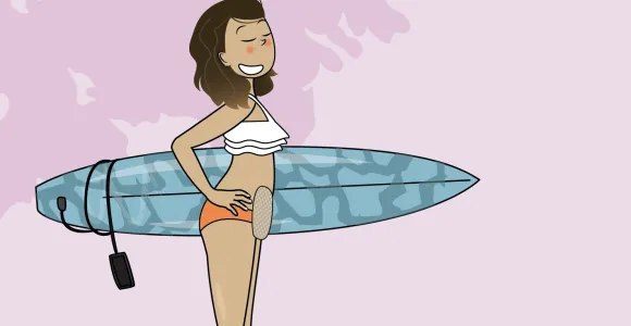 fille qui fait du surf
