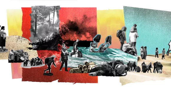 Illustration sur le climat composé de dessins et photographies découpés