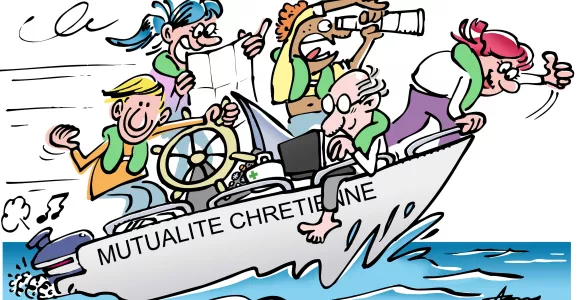 Illustration d'un bateau MC rempli de volontaires