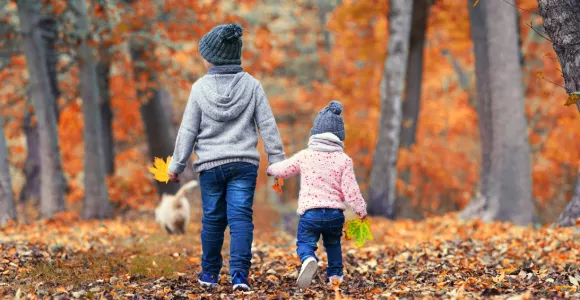 Deux enfants dans une forêt