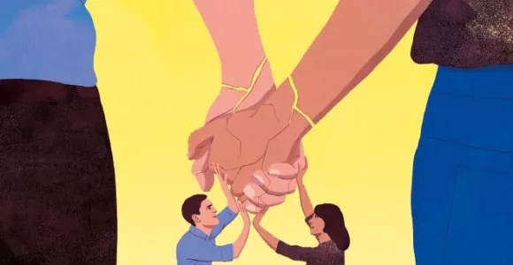 Illustration de deux personnes qui se tiennent la main