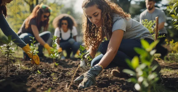Des jeunes plantent des arbres