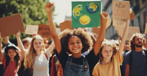 population qui manifeste pour l'action pour le climat 