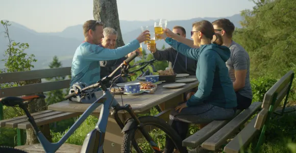 des amis boivent une bière