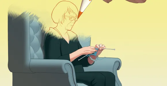 illustration : une personne agée qui était effacée est redessinée par la main du dessinateur