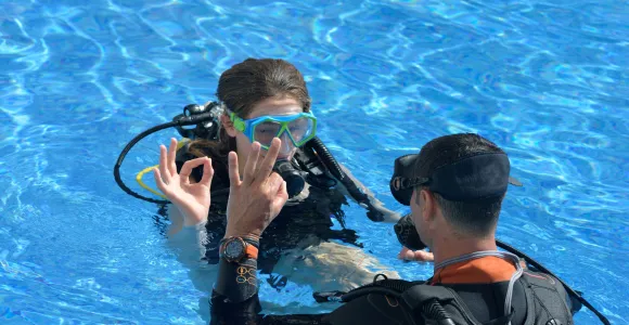 Plongeurs à la piscine