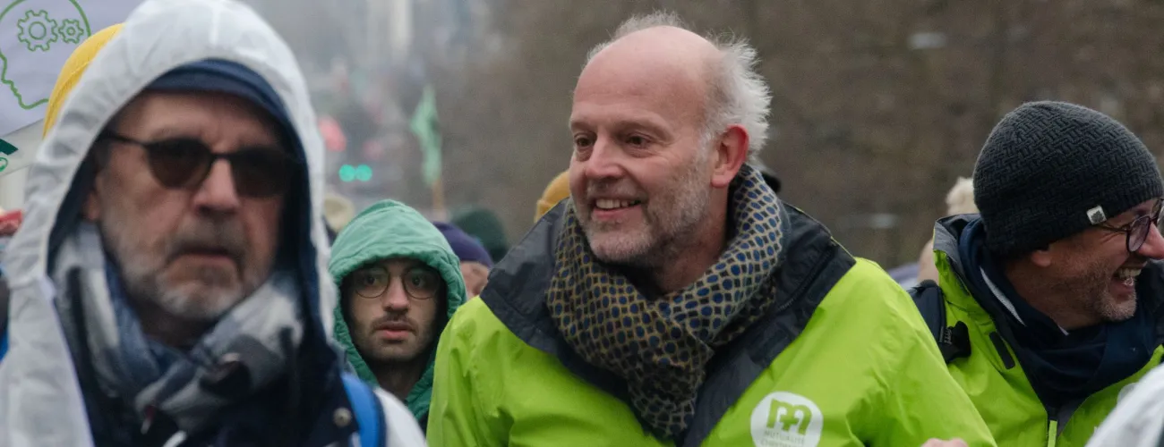 Alexandre Verhamme sur le parcours de la Marche pour le climat