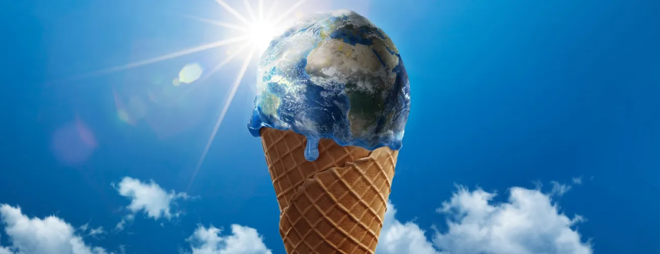 Illustration d'une glace dont la boule est la planète terre