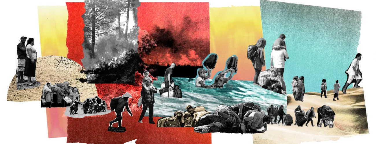 Illustration sur le climat composé de dessins et photographies découpés