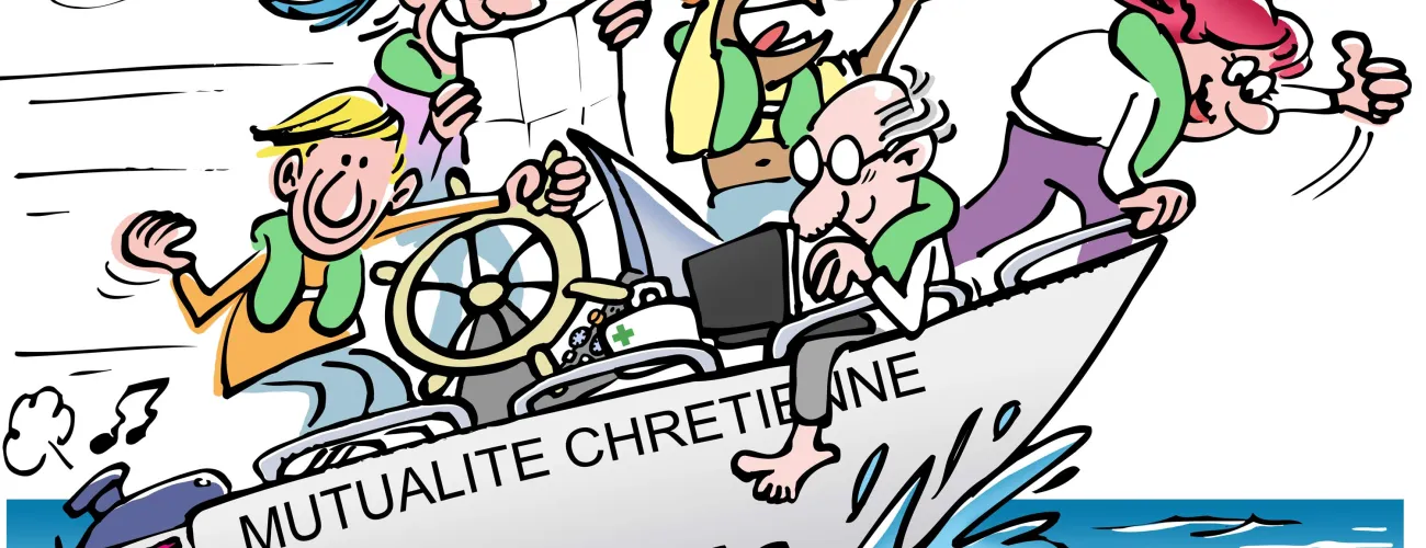Illustration d'un bateau MC rempli de volontaires