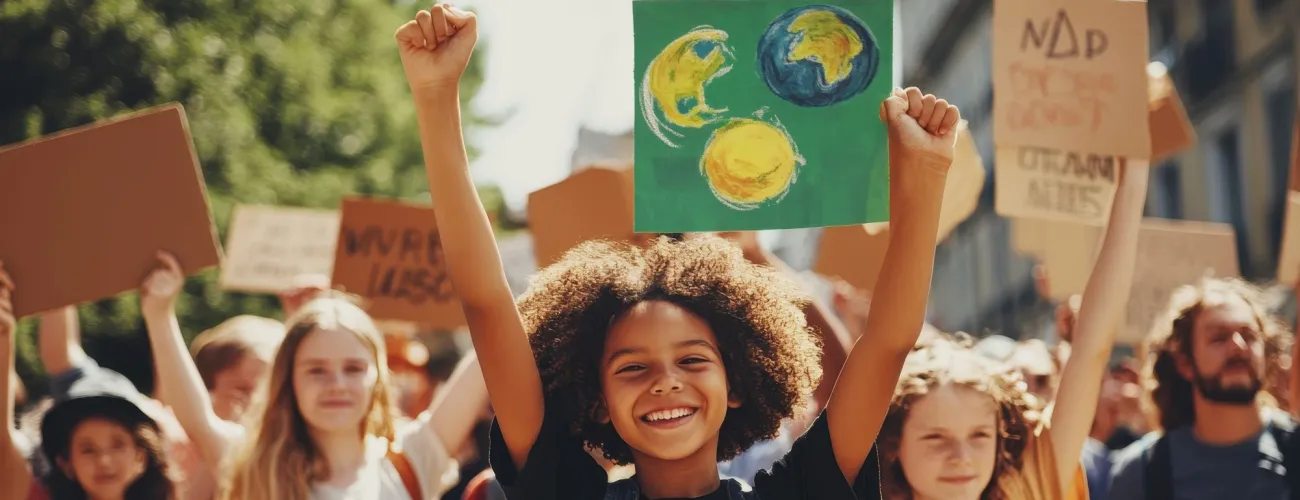 population qui manifeste pour l'action pour le climat 