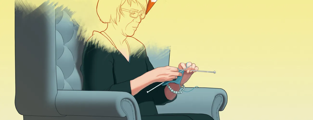 illustration : une personne agée qui était effacée est redessinée par la main du dessinateur