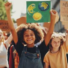 population qui manifeste pour l'action pour le climat 